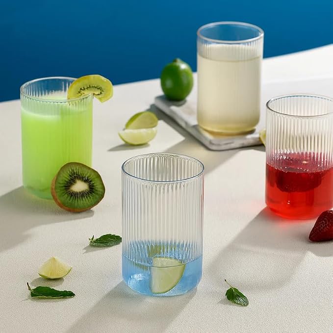 61rWH71N6PL._SX679_ Plastic Glass Set of 6 - TransparentCasa Glass, Unbreakable Tall Ribbed Glasses forWater, Juice, Cocktails, Mocktails & Beverages,Reusable and Easy to Clean, Everyday Drinkware(300 ml) Visit the SUPERMOM Storel - Image 1