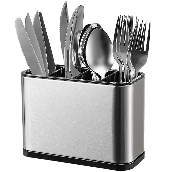 71lDMUDWaoL._SX679_ Spoon Stand for Kitchen Steel Cutlery Stand Spoon Organizer Cutlery Holder for Kitchen Countertop Forks Spatula Knives Holder Rustproof Durable Knife Stand - Image 1